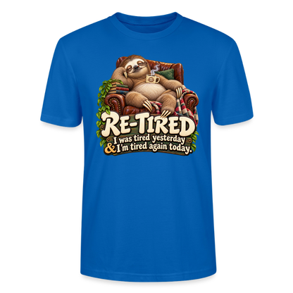CityShirts - T-shirt - Re-tired – Tired again today - CS009 - påfugleblå