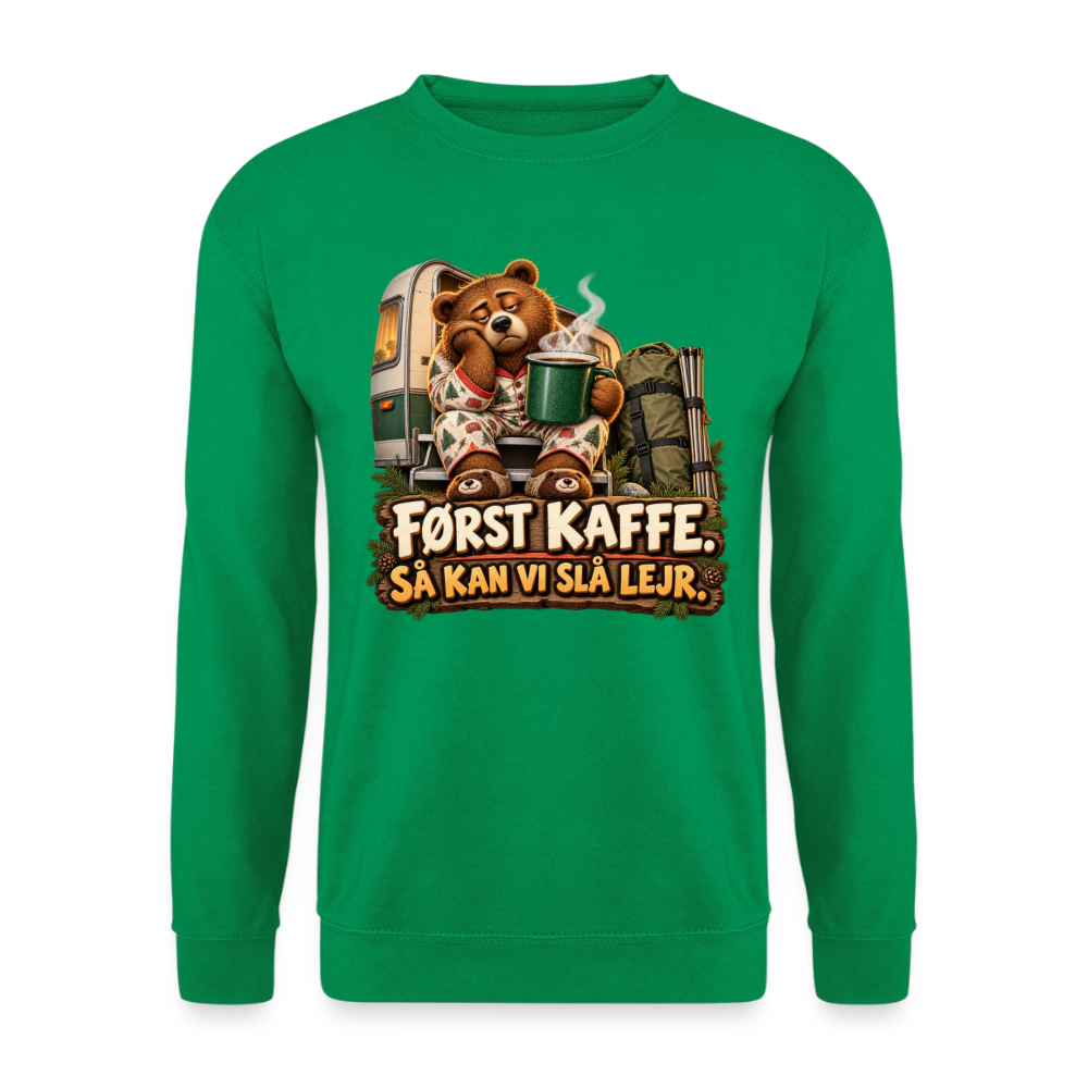 CityShirts - Sweatshirt - Først kaffe – Så kan vi slå lejr - CS043 - kelly grøn