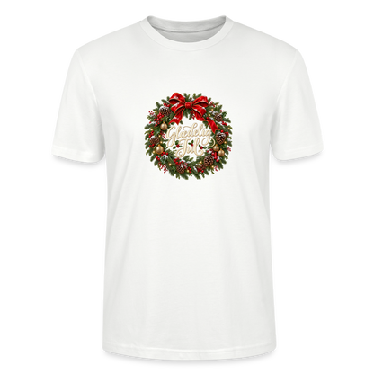 CityShirts - T-shirt - Glædelig Jul – julekrans - CS059 - hvid