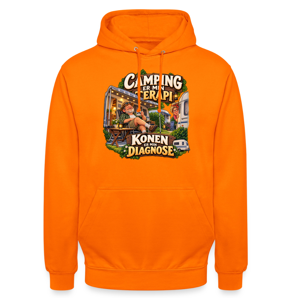 CityShirts - Hoodie - Camping er min terapi – Konen er min diagnose - CS032 - orange