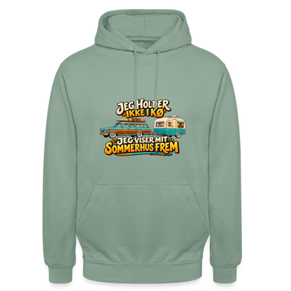 CityShirts - Hoodie - Jeg holder ikke i kø – Jeg viser mit sommerhus frem - CS034 - grågrøn