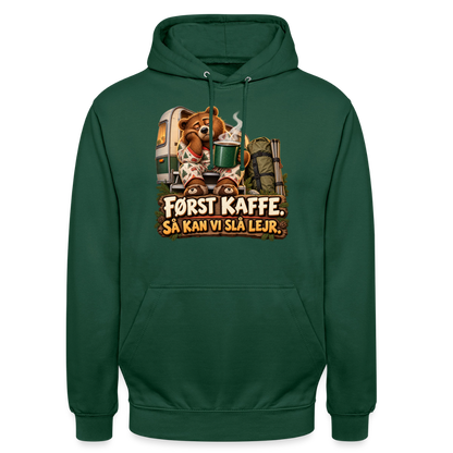 CityShirts - Hoodie - Først kaffe – Så kan vi slå lejr - CS043 - flaskegrøn