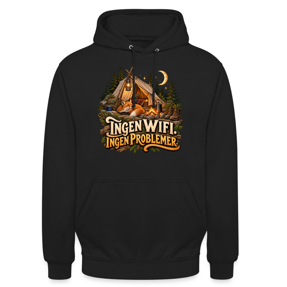 CityShirts - Hoodie - Ingen WiFi. Ingen problemer. - CS036 - sort