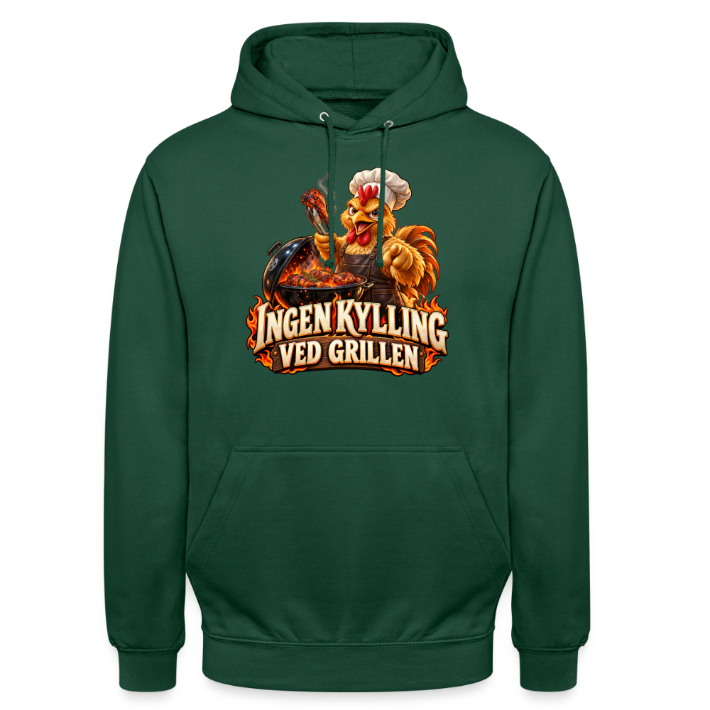 CityShirts - Hoodie - Ingen kylling ved grillen - CS054 - flaskegrøn