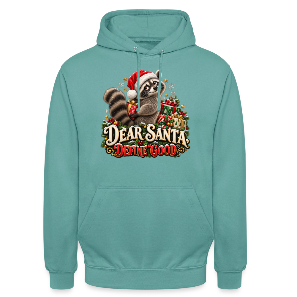 CityShirts - Hoodie - Dear Santa, define good – julevaskebjørn - CS028 - pastelturkis
