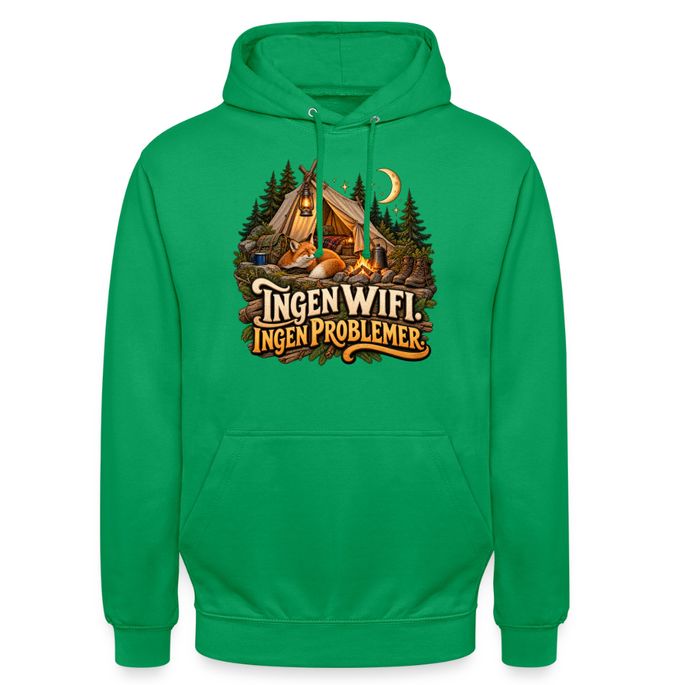 CityShirts - Hoodie - Ingen WiFi. Ingen problemer. - CS036 - kelly grøn