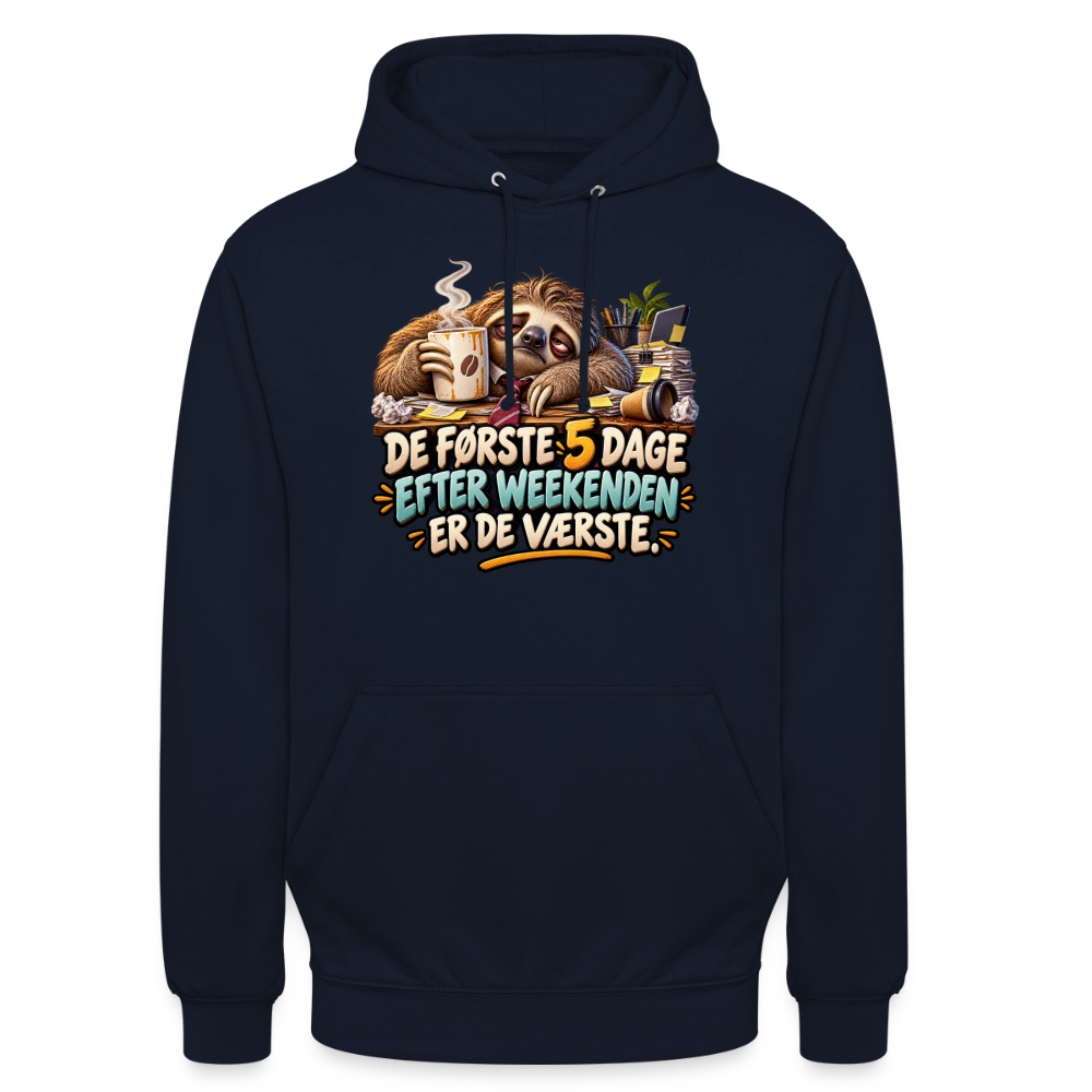 CityShirts - Hoodie - De første 5 dage efter weekenden er de værste - CS023 - marineblå