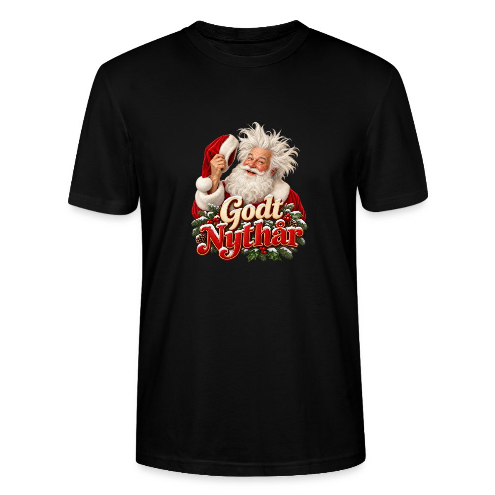 CityShirts - T-shirt - Godt Nythår – julemand med morgenhår - CS061 - sort
