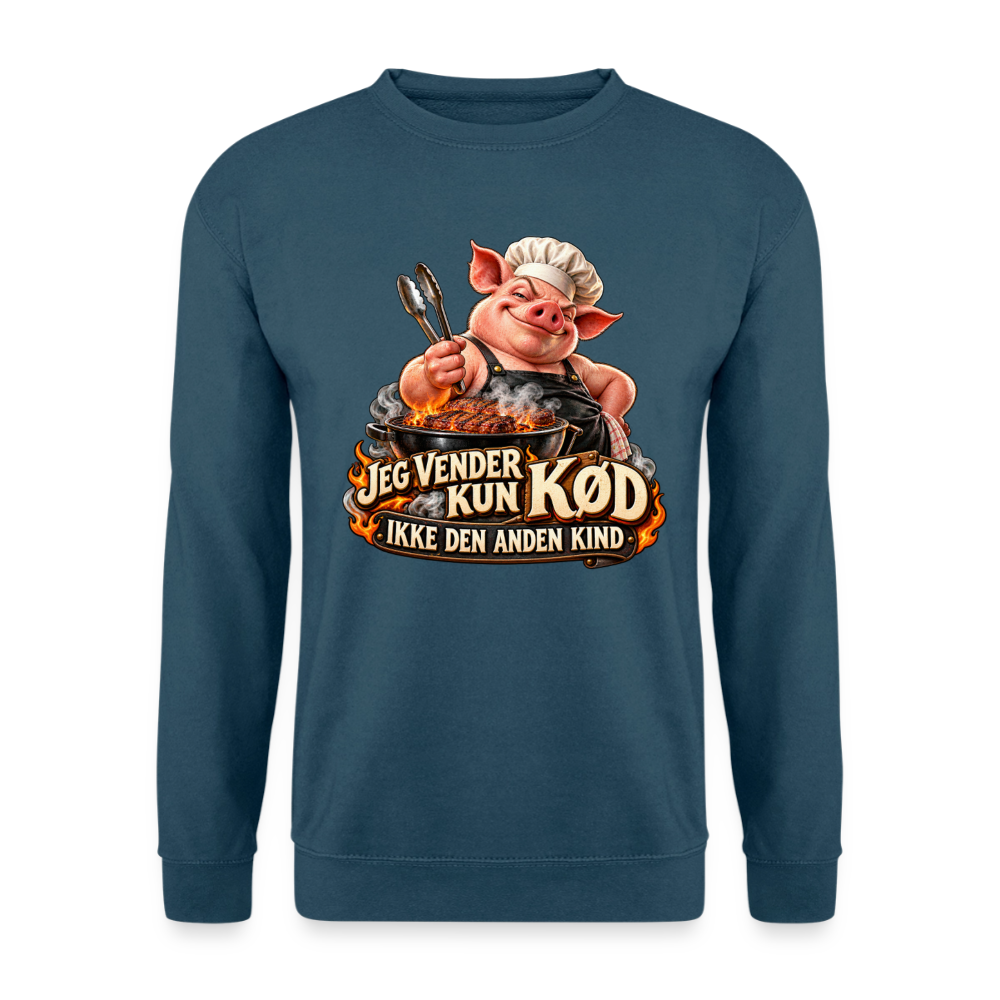 CityShirts - Sweatshirt - Jeg vender kun kød – Ikke den anden kind - CS044 - indigoblå