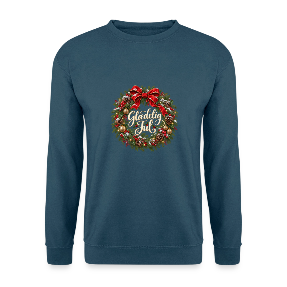CityShirts - Sweatshirt - Glædelig Jul – julekrans - CS059 - indigoblå