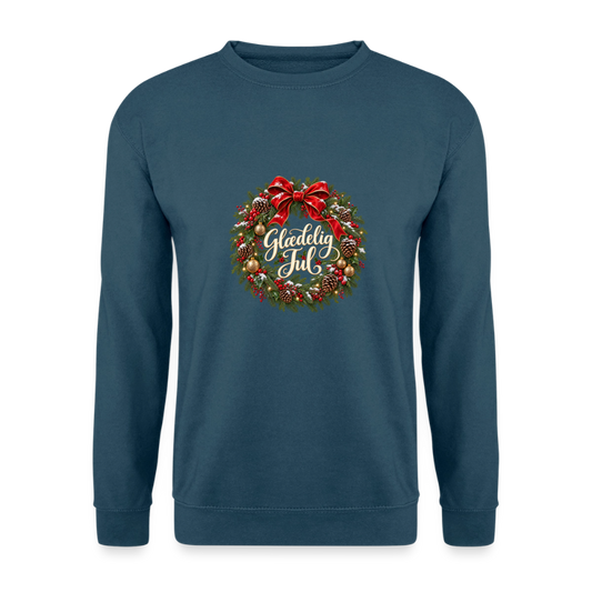 CityShirts - Sweatshirt - Glædelig Jul – julekrans - CS059 - indigoblå