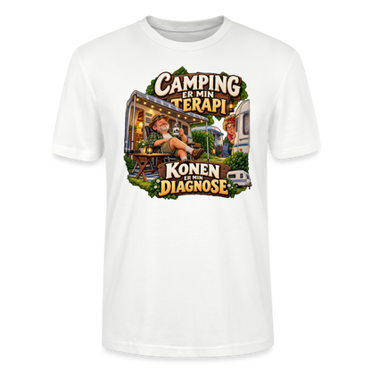 CityShirts - T-shirt - Camping er min terapi – Konen er min diagnose - CS032 - hvid