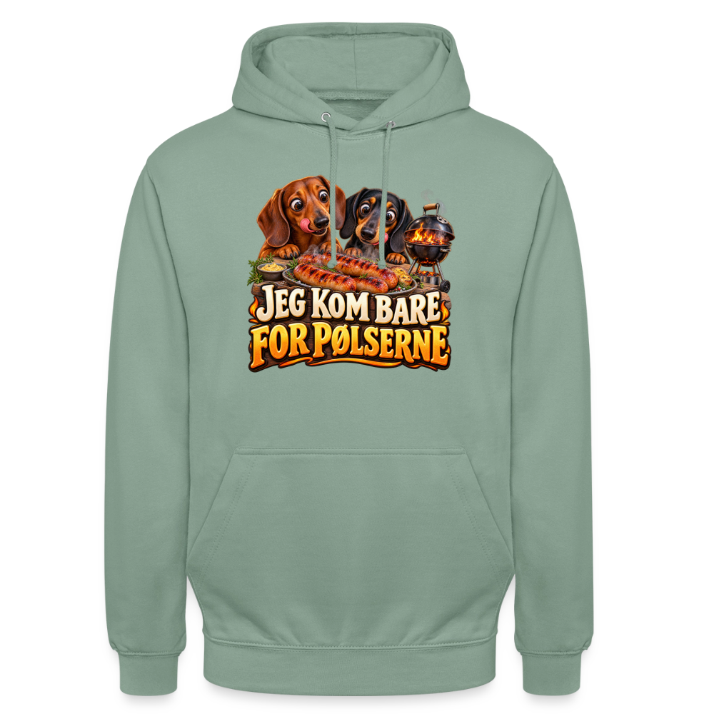 CityShirts - Hoodie - Jeg kom bare for pølserne - CS048 - grågrøn