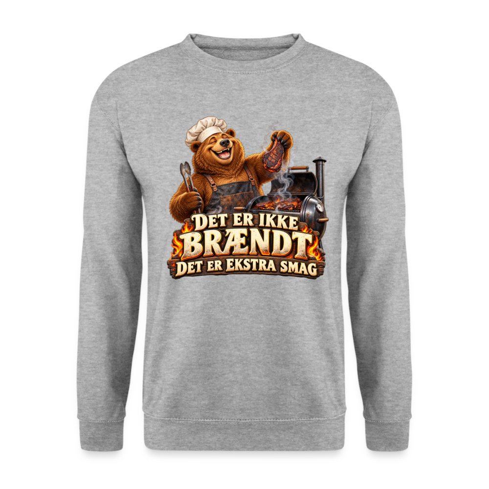CityShirts - Sweatshirt - Det er ikke brændt – Det er ekstra smag - CS046 - hvidgrå meleret