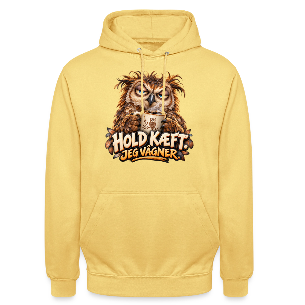 CityShirts - Hoodie - Hold kæft. Jeg vågner. – morgenugle - CS027 - citrongul