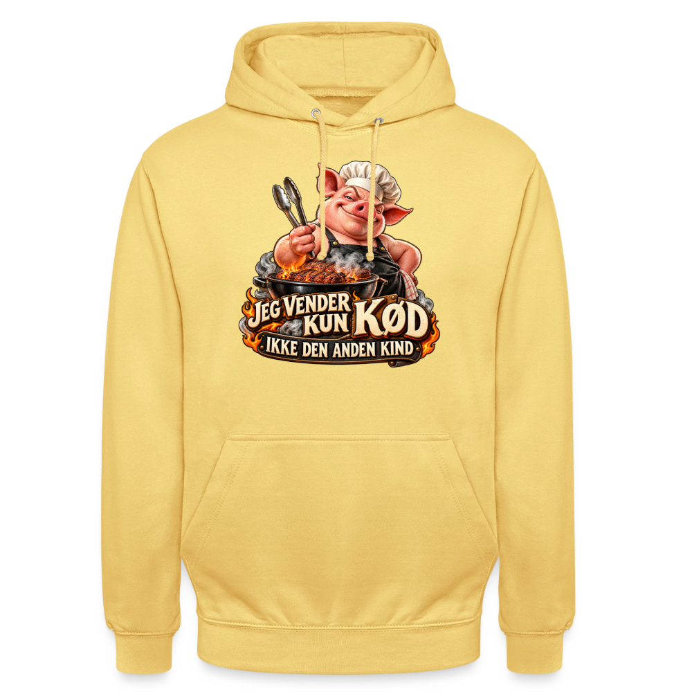 CityShirts - Hoodie - Jeg vender kun kød – Ikke den anden kind - CS044 - citrongul
