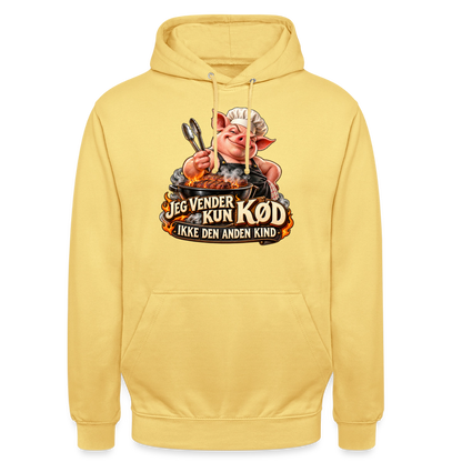 CityShirts - Hoodie - Jeg vender kun kød – Ikke den anden kind - CS044 - citrongul