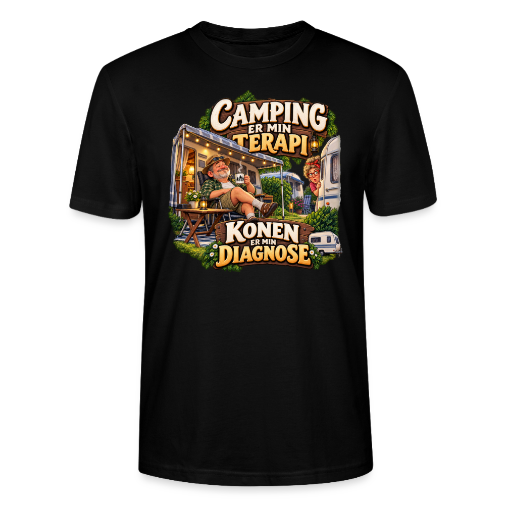 CityShirts - T-shirt - Camping er min terapi – Konen er min diagnose - CS032 - sort