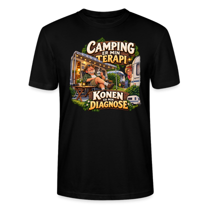 CityShirts - T-shirt - Camping er min terapi – Konen er min diagnose - CS032 - sort