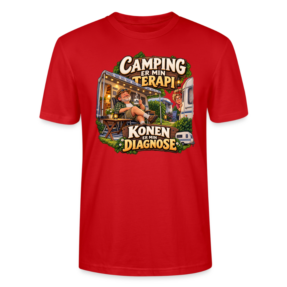 CityShirts - T-shirt - Camping er min terapi – Konen er min diagnose - CS032 - rød