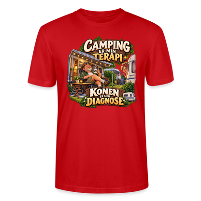 CityShirts - T-shirt - Camping er min terapi – Konen er min diagnose - CS032 - rød