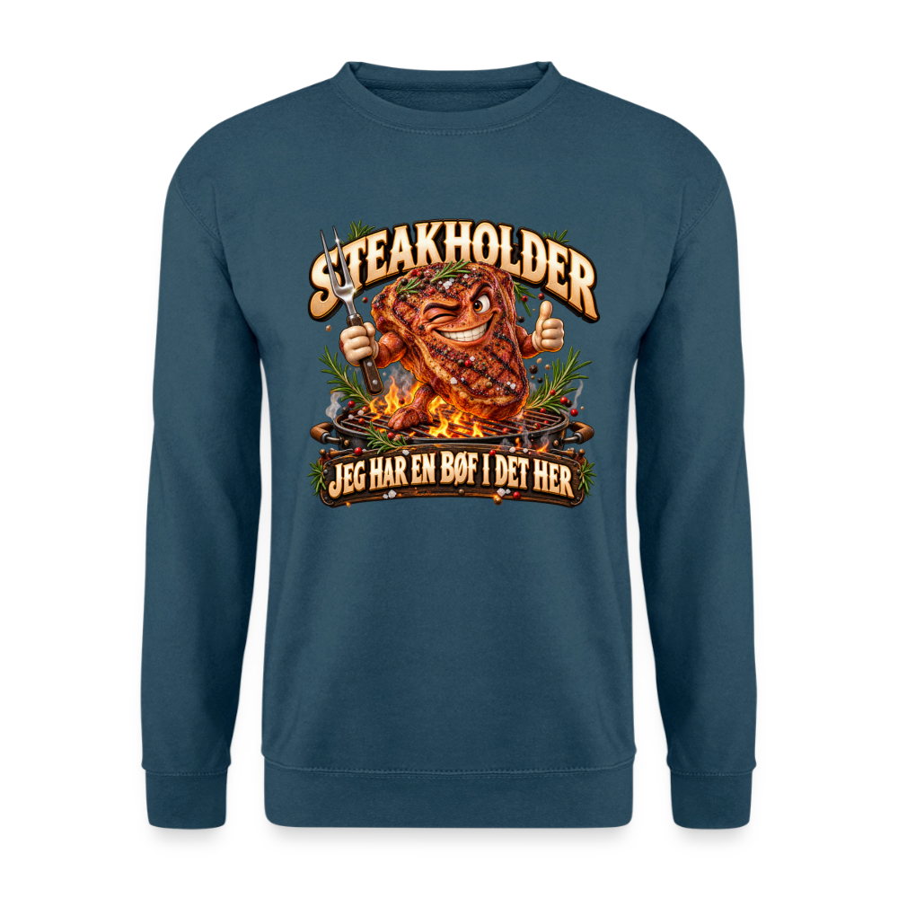 CityShirts - Sweatshirt - Steakholder – Jeg har en bøf i det her - CS052 - indigoblå