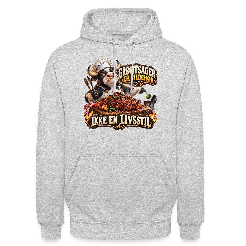 CityShirts - Hoodie - Grøntsager er tilbehør – Ikke en livsstil - CS053 - lysegrå meleret