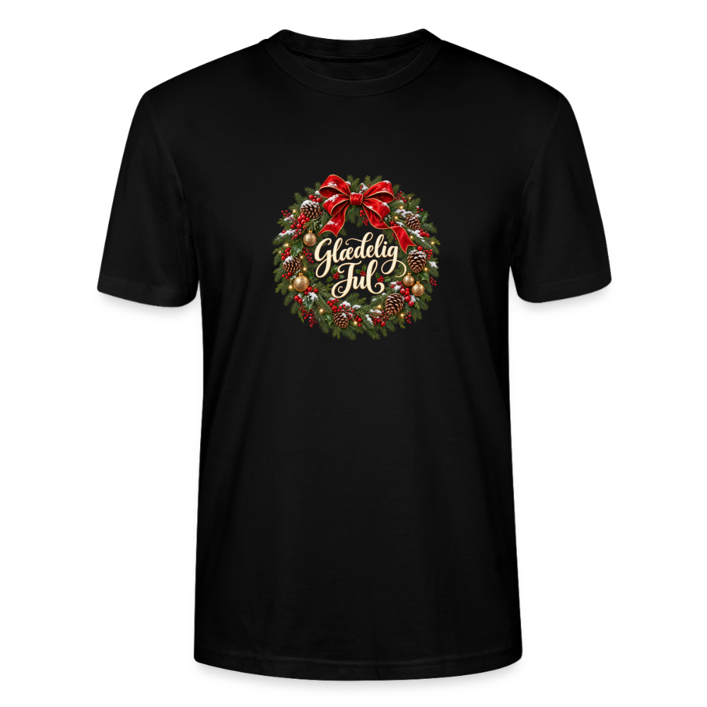 CityShirts - T-shirt - Glædelig Jul – julekrans - CS059 - sort