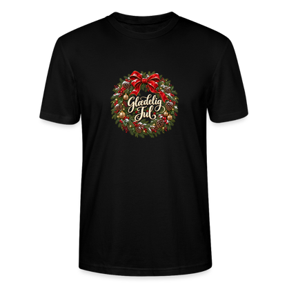 CityShirts - T-shirt - Glædelig Jul – julekrans - CS059 - sort