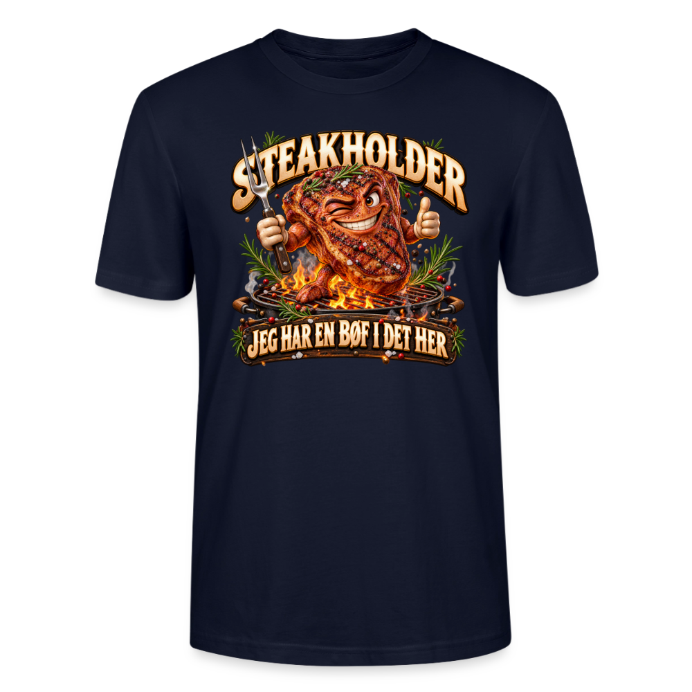 CityShirts - T-shirt - Steakholder – Jeg har en bøf i det her - CS052 - marineblå