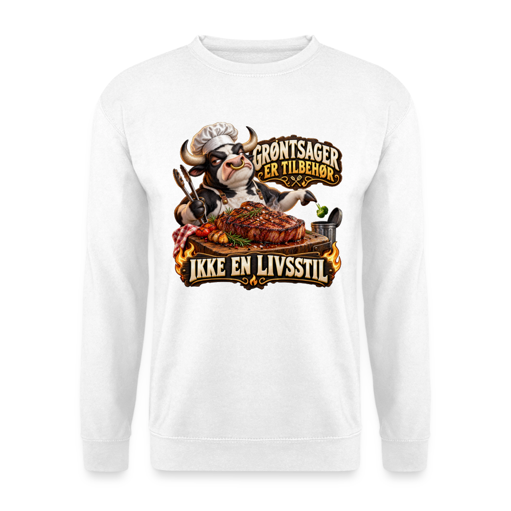 CityShirts - Sweatshirt - Grøntsager er tilbehør – Ikke en livsstil - CS053 - hvid