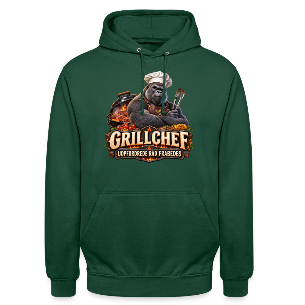 CityShirts - Hoodie - Grillchef – Uopfordrede råd frabedes - CS047 - flaskegrøn
