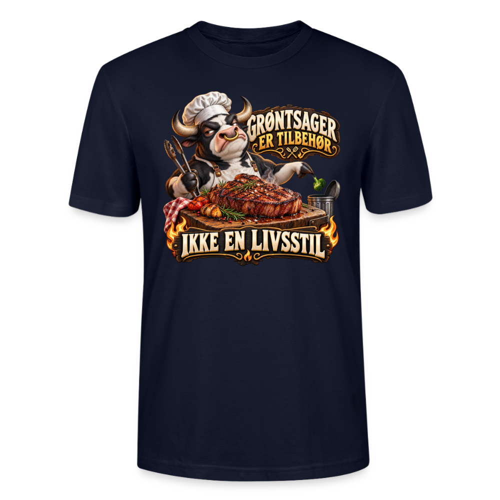 CityShirts - T-shirt - Grøntsager er tilbehør – Ikke en livsstil - CS053 - marineblå