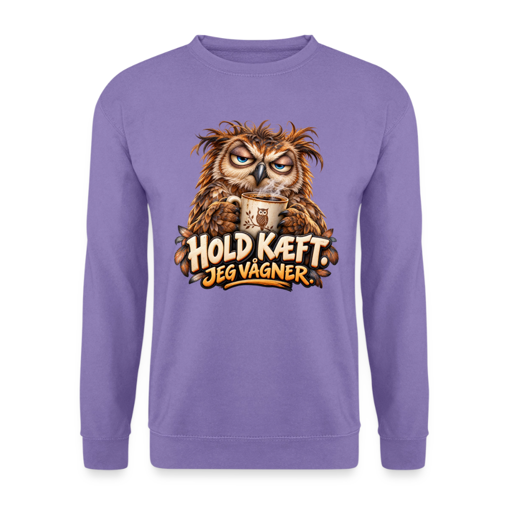 CityShirts - Sweatshirt - Hold kæft. Jeg vågner. – morgenugle - CS027 - lavendel