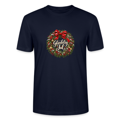 CityShirts - T-shirt - Glædelig Jul – julekrans - CS059 - marineblå