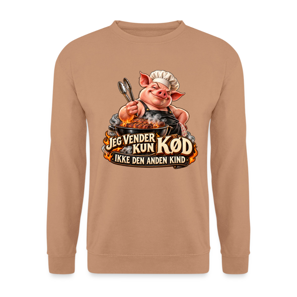 CityShirts - Sweatshirt - Jeg vender kun kød – Ikke den anden kind - CS044 - mokka