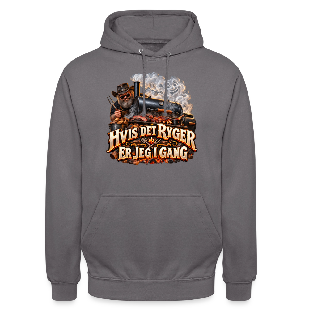 CityShirts - Hoodie - Hvis det ryger, er jeg i gang - CS051 - mellemgrå