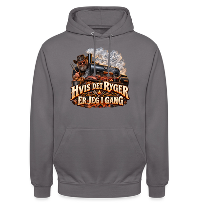 CityShirts - Hoodie - Hvis det ryger, er jeg i gang - CS051 - mellemgrå