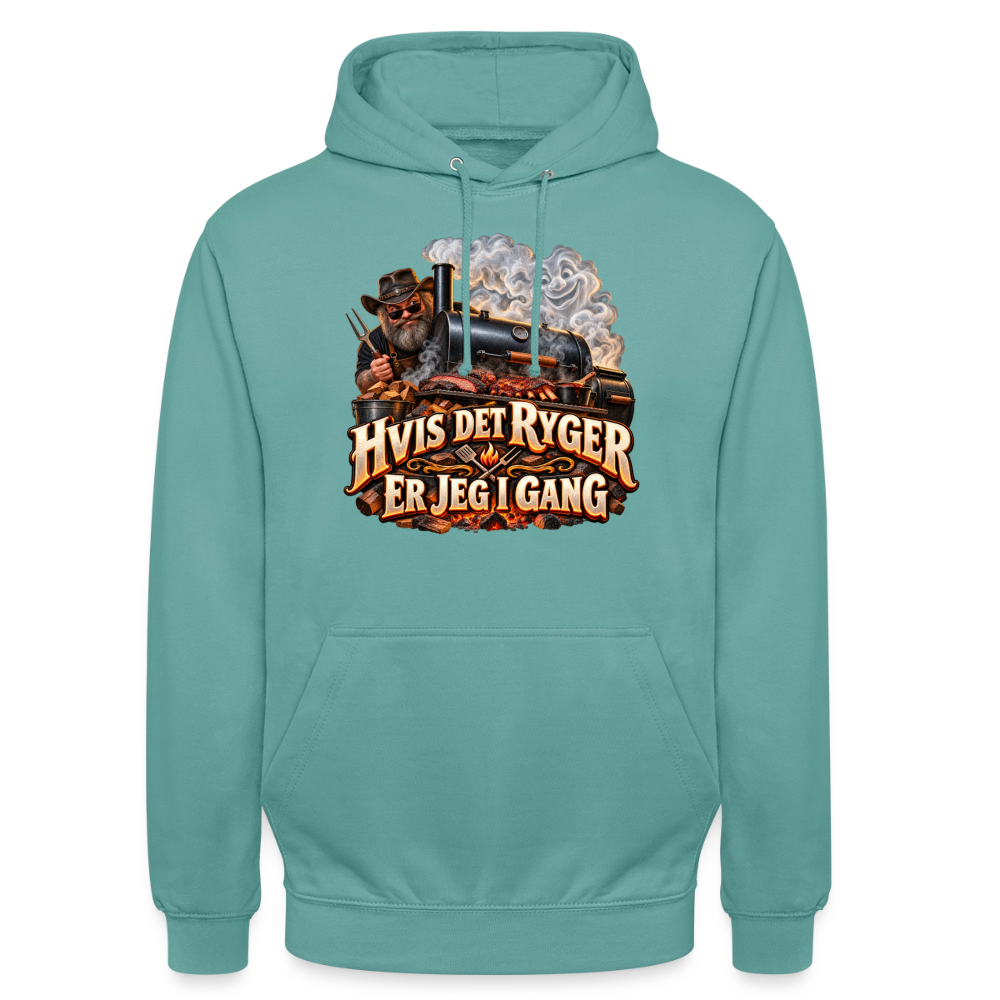 CityShirts - Hoodie - Hvis det ryger, er jeg i gang - CS051 - pastelturkis