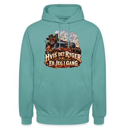 CityShirts - Hoodie - Hvis det ryger, er jeg i gang - CS051 - pastelturkis