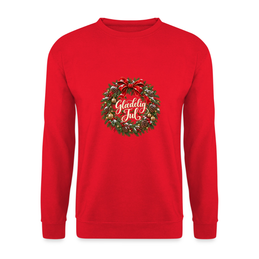 CityShirts - Sweatshirt - Glædelig Jul – julekrans - CS059 - rød
