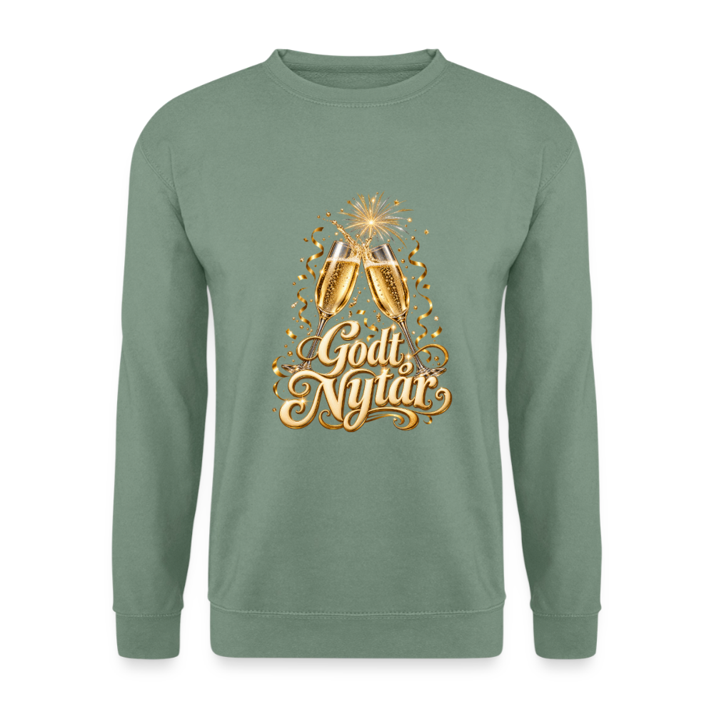 CityShirts - Sweatshirt - Godt Nytår – champagne og fyrværkeri - CS066 - grågrøn