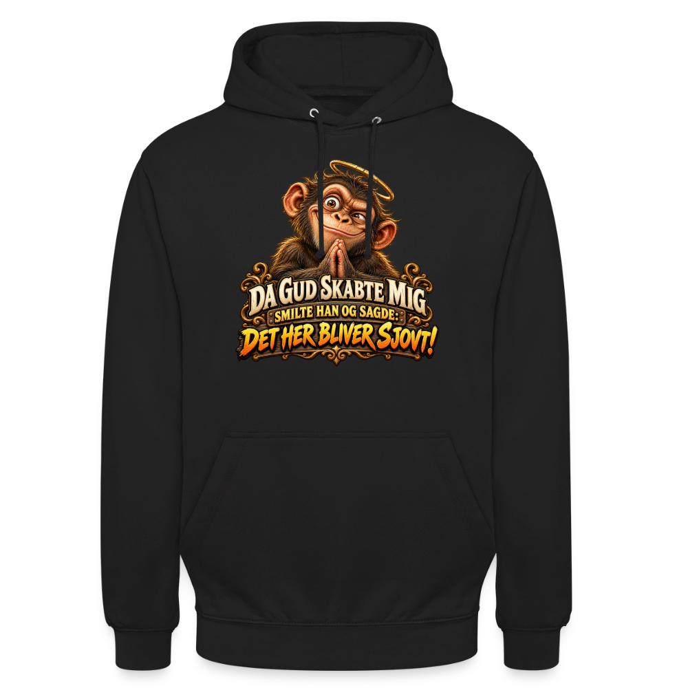 CityShirts - Hoodie - Da Gud skabte mig – Det her bliver sjovt! - CS004 - sort