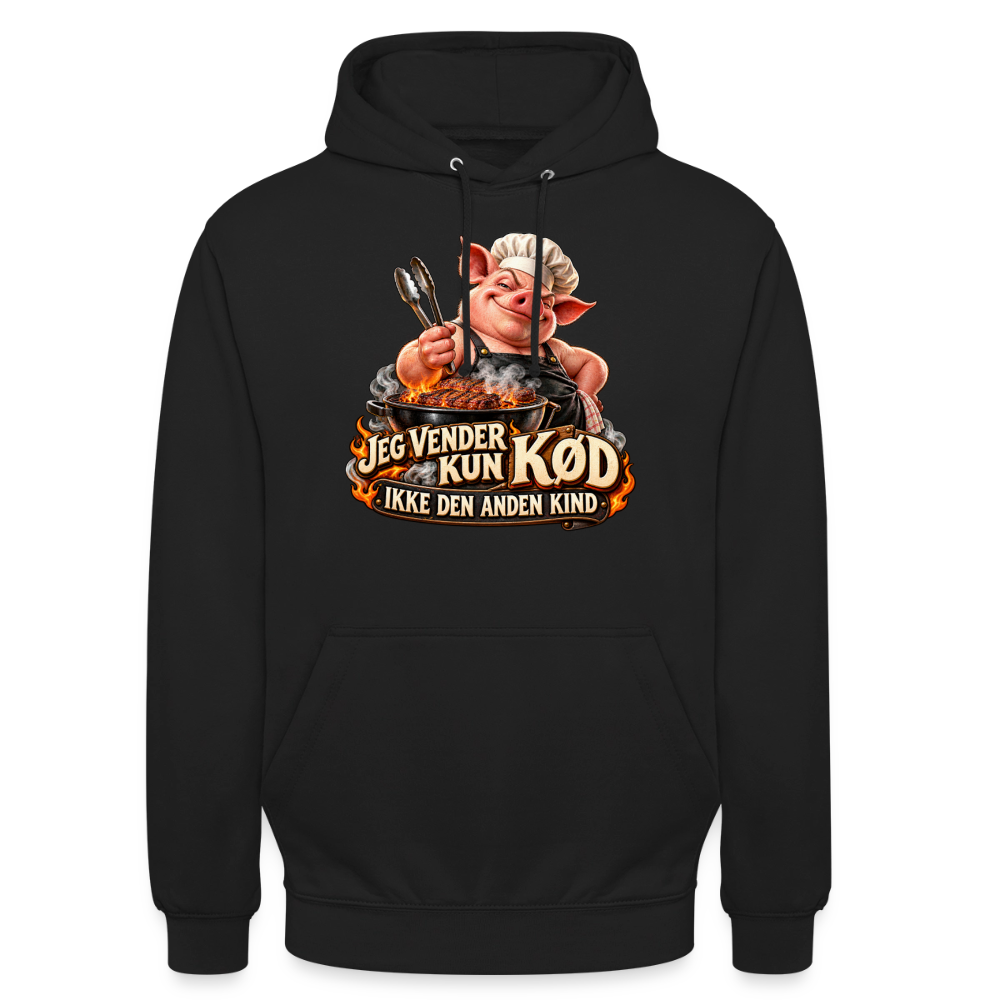 CityShirts - Hoodie - Jeg vender kun kød – Ikke den anden kind - CS044 - sort