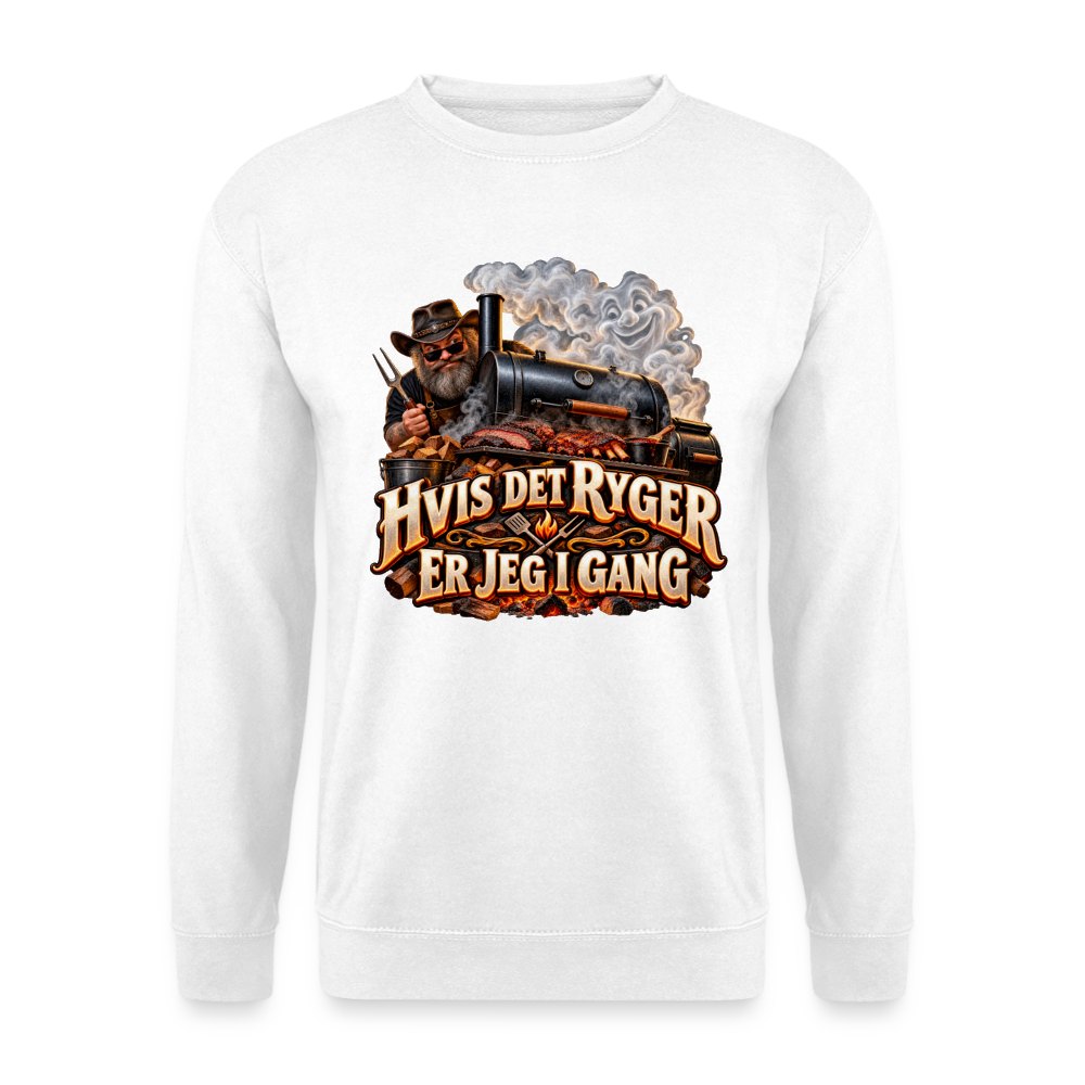 CityShirts - Sweatshirt - Hvis det ryger, er jeg i gang - CS051 - hvid