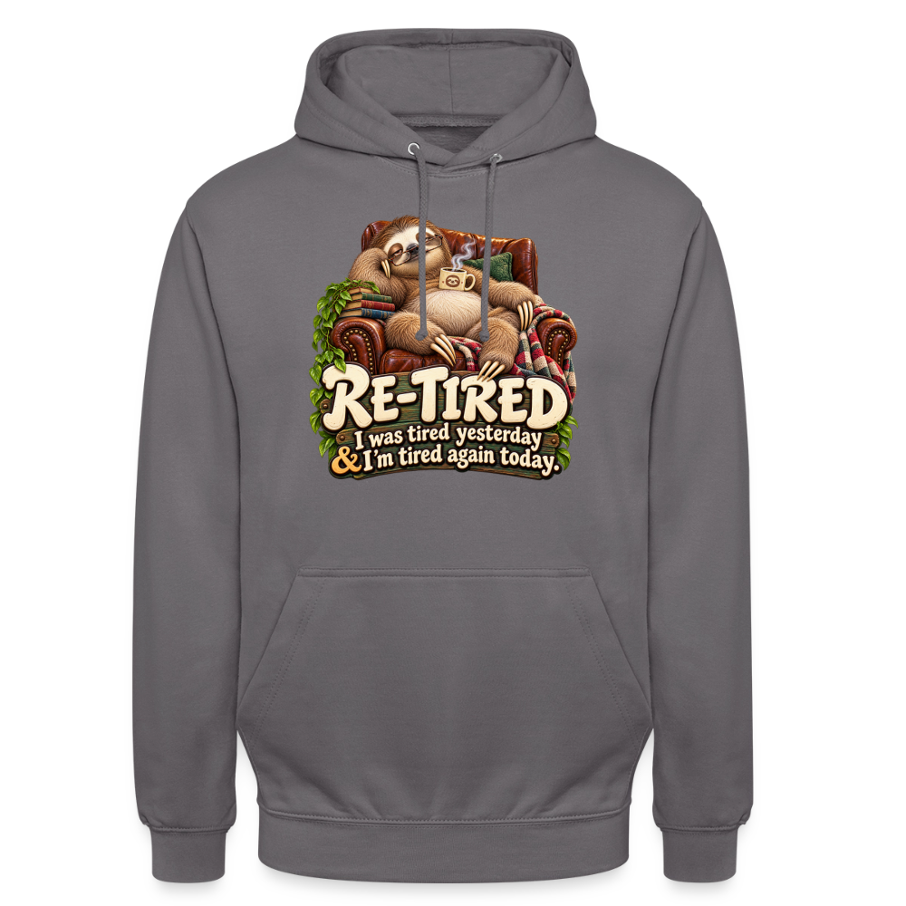 CityShirts - Hoodie - Re-tired – Tired again today - CS009 - mellemgrå