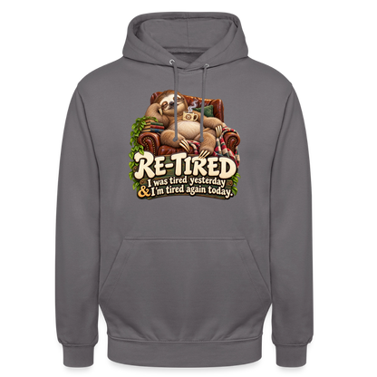 CityShirts - Hoodie - Re-tired – Tired again today - CS009 - mellemgrå