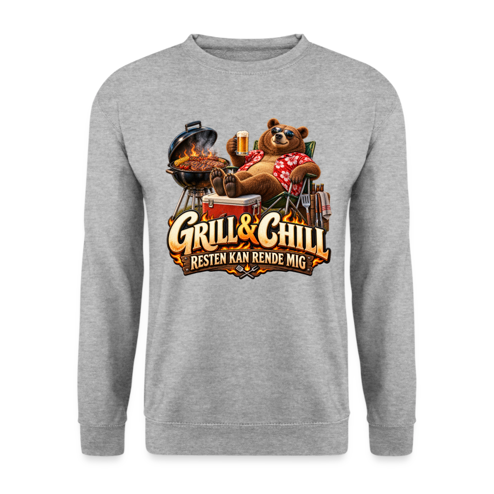 CityShirts - Sweatshirt - Grill & Chill – Resten kan rende mig - CS049 - hvidgrå meleret
