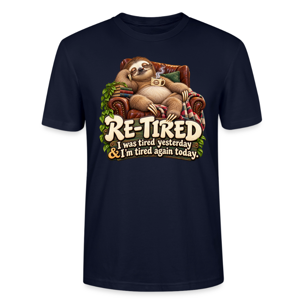 CityShirts - T-shirt - Re-tired – Tired again today - CS009 - marineblå