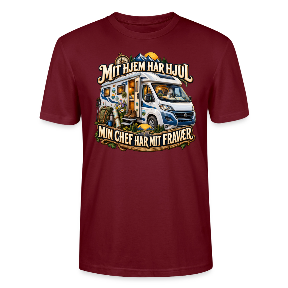 CityShirts - T-shirt - Mit hjem har hjul – Min chef har mit fravær - CS040 - burgunder-rød